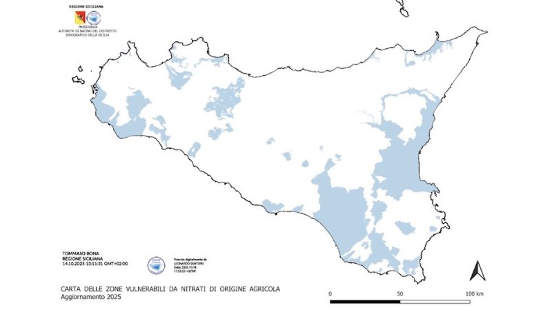 Carta zone vulnerabili ai nitrati, in Sicilia aggiornata al 2025